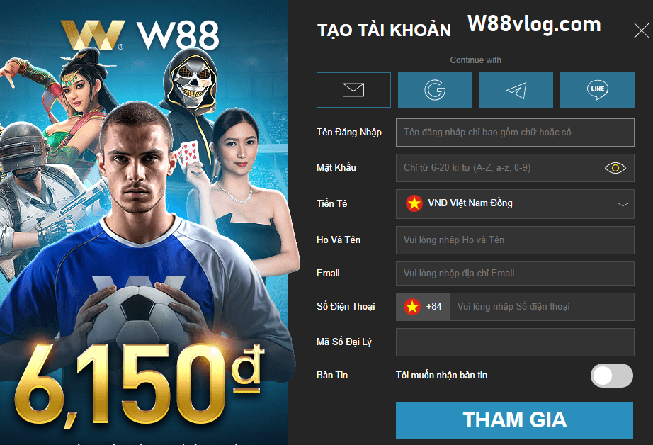 W88 Quy trình đăng ký tài khoản w88